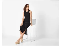 Vestido midi de canalé para mujer
