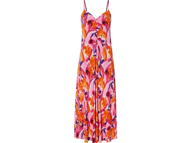 Vestido plisado midi de mujer