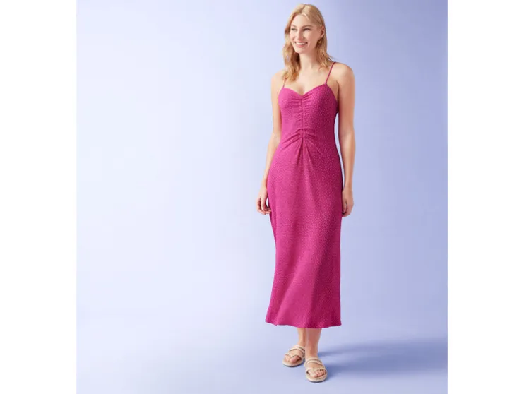 Vestido plisado midi de mujer