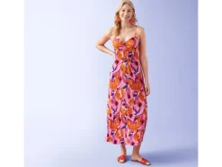 Vestido plisado midi de mujer