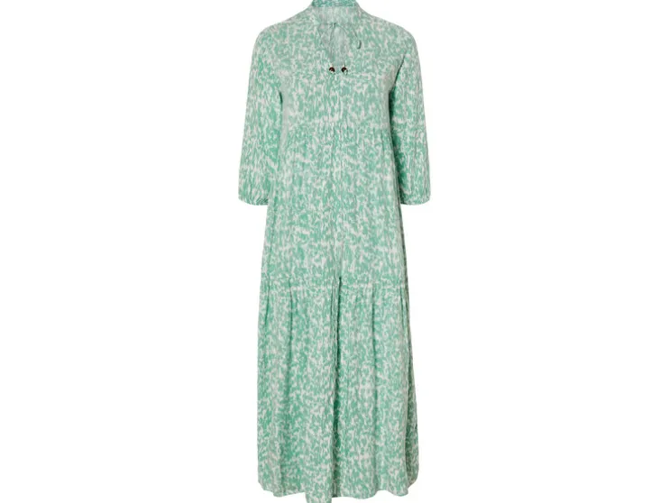 Vestido túnica de mujer con cordones decorativos.