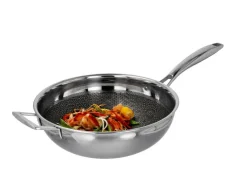 Wok de acero inoxidable prémium con estructura de panal, Ø 28 cm.