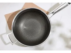 Wok de acero inoxidable prémium con estructura de panal, Ø 28 cm.