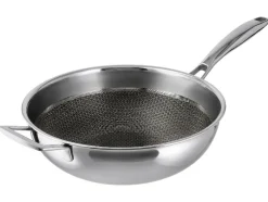 Wok de acero inoxidable prémium con estructura de panal, Ø 28 cm.