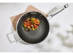 Wok de acero inoxidable prémium con estructura de panal, Ø 28 cm.