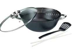 Wok de hierro fundido con rejilla, Ø 32 cm, 5 piezas.
